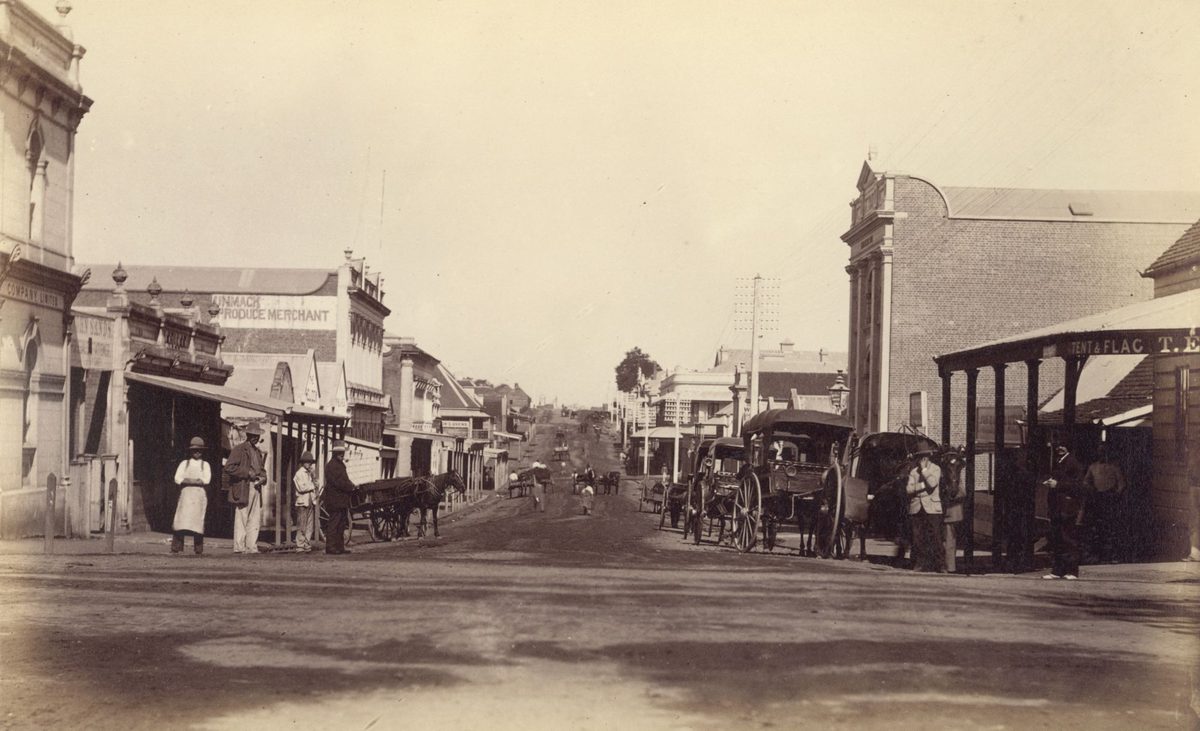 Early view of Elizabeth Street, Brisbane, 1884, Brisbane City