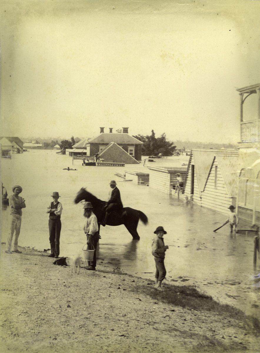 Inspecting the floodwaters in East Street, Ipswich, 1893