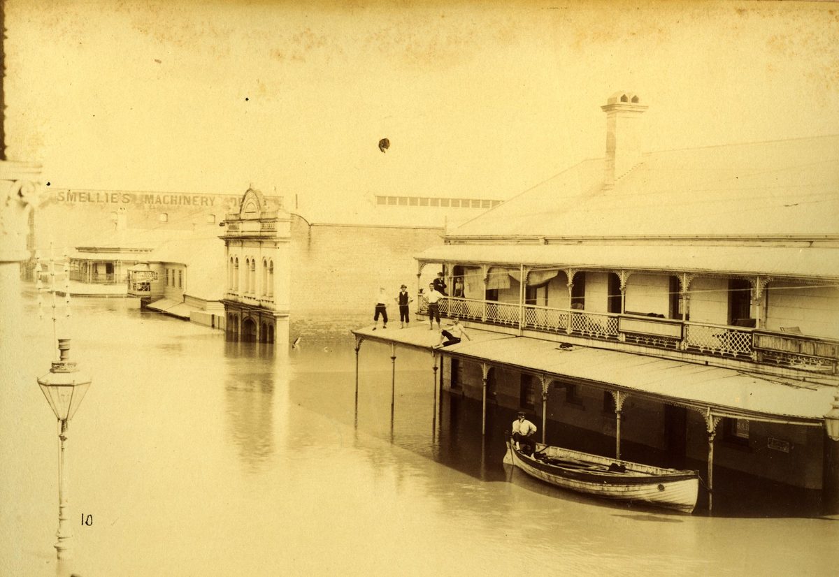 Edward Street streetscape during the 1893 floods, Brisbane City