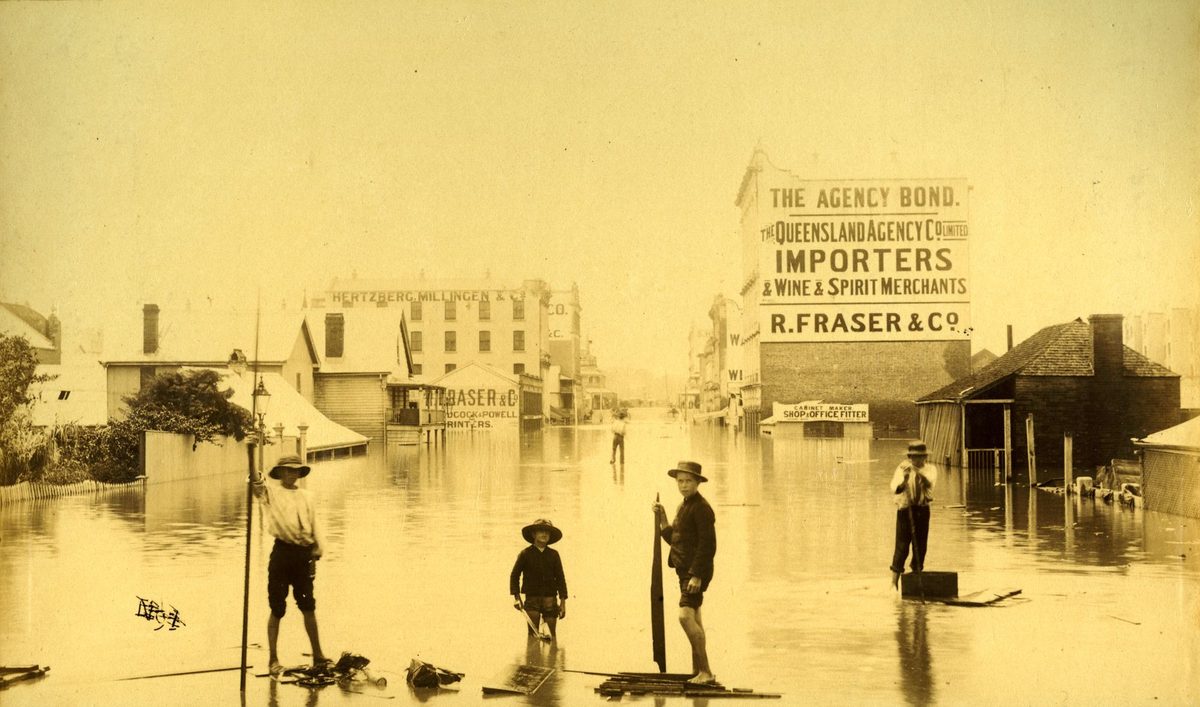Charlotte Street in Brisbane during the 1893 floods, Brisbane City