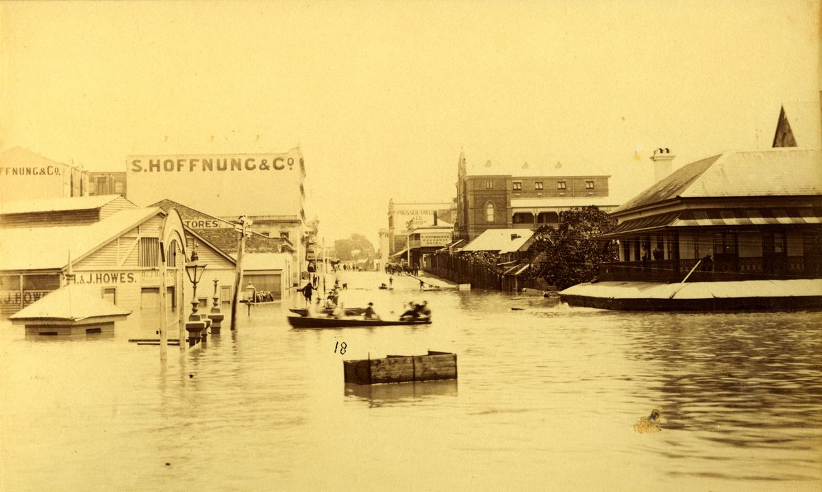 Charlotte Street, Brisbane during the 1893 floods, Brisbane City