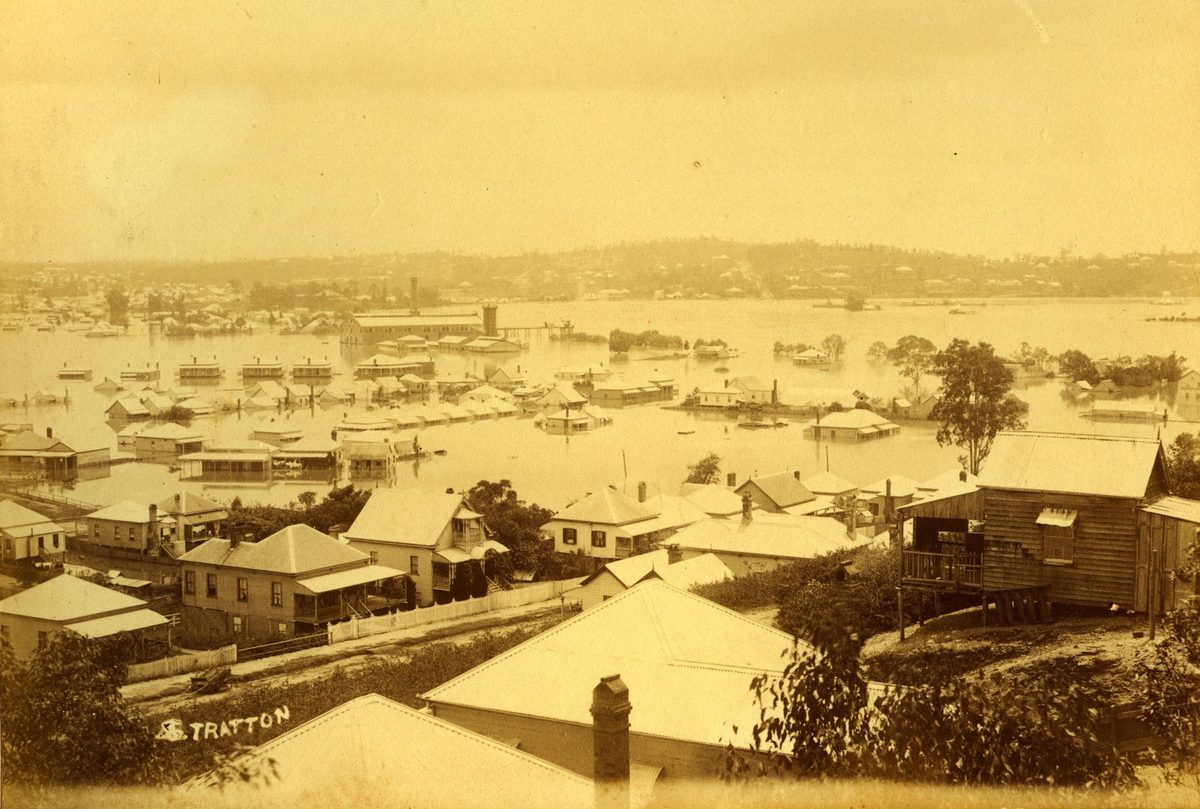 Newstead inundated with 1893 floodwaters, Brisbane River