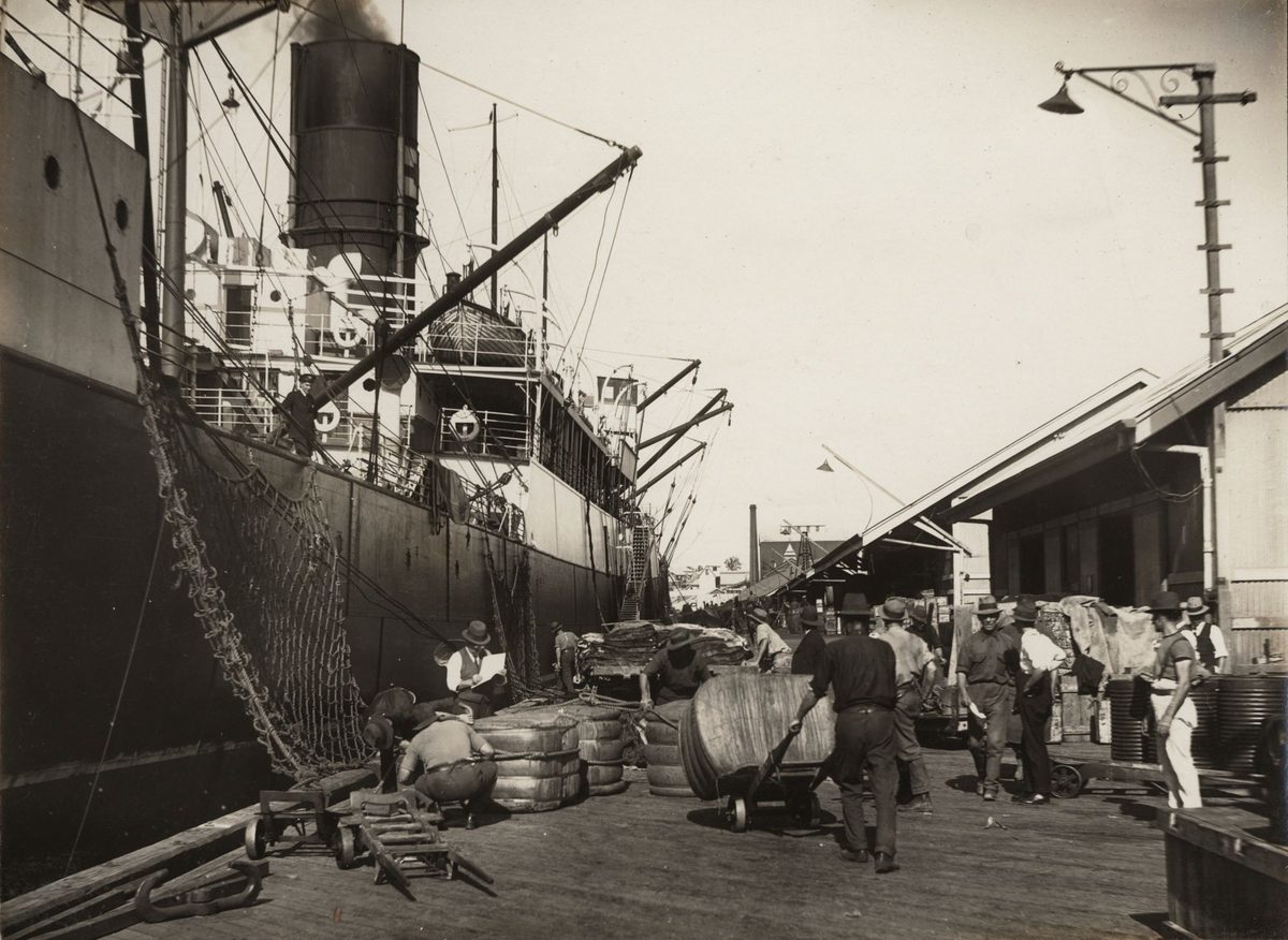 Loading cotton on Brisbane docks (1921)