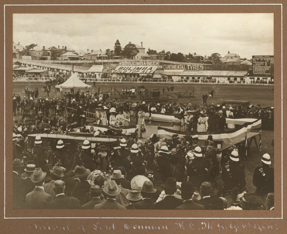 Official welcome party for the arrival of Lord Denman at the Exhibition, Brisbane, 1912