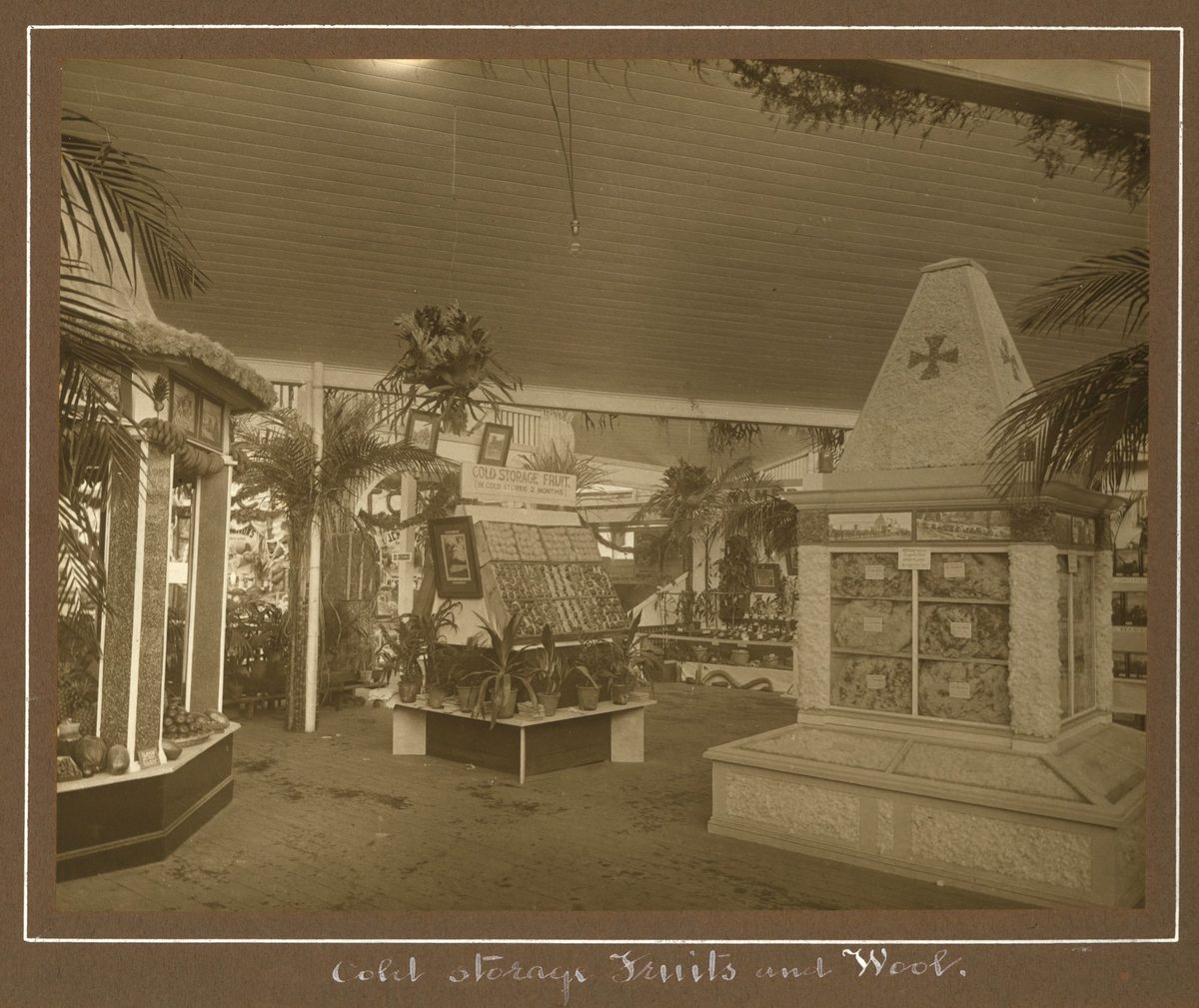 Cold storage fruits and wool displays at the Exhibition, Brisbane, 1912