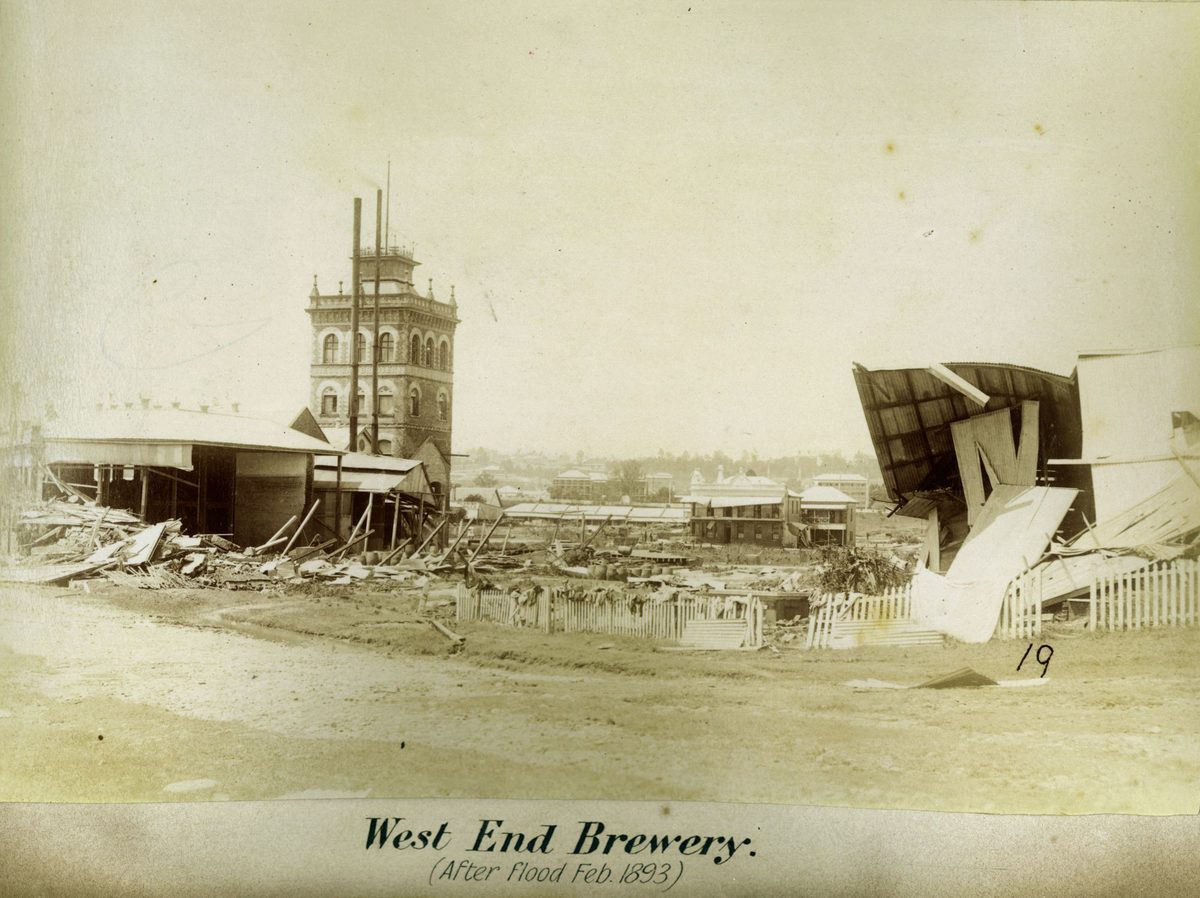 West End Brewery after floods, Brisbane, 1893