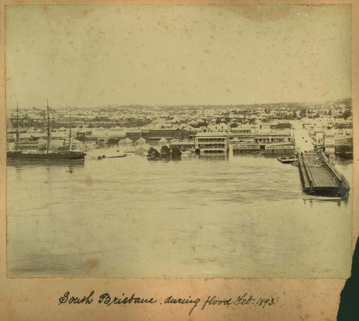 South Brisbane during the flood, 1893