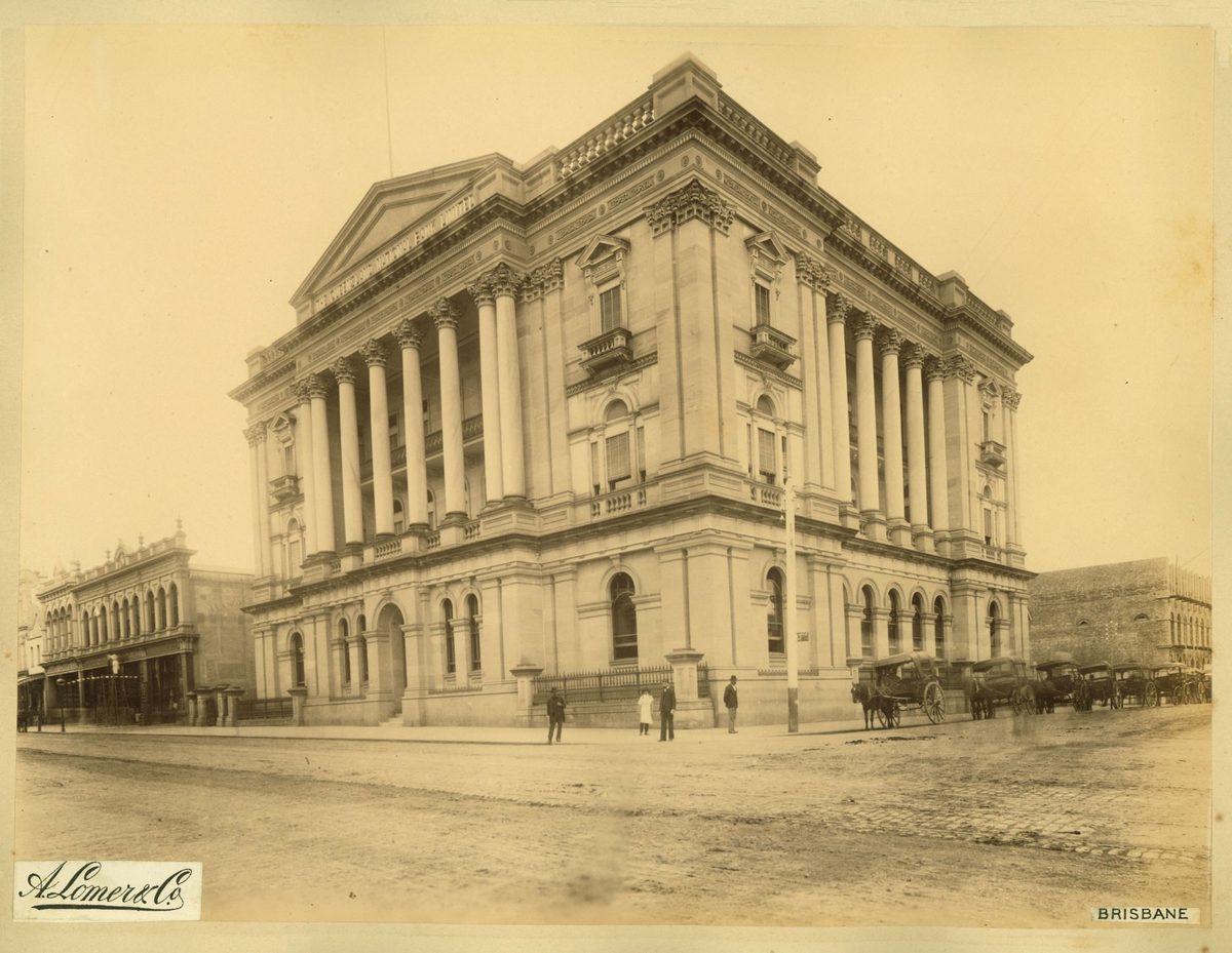 Queensland National Bank building in Queen Street, Brisbane, 1889, Brisbane City