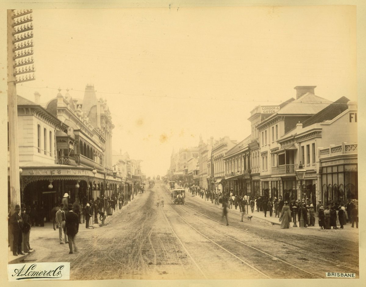 Busy Queen Street, Brisbane, 1889, Brisbane City