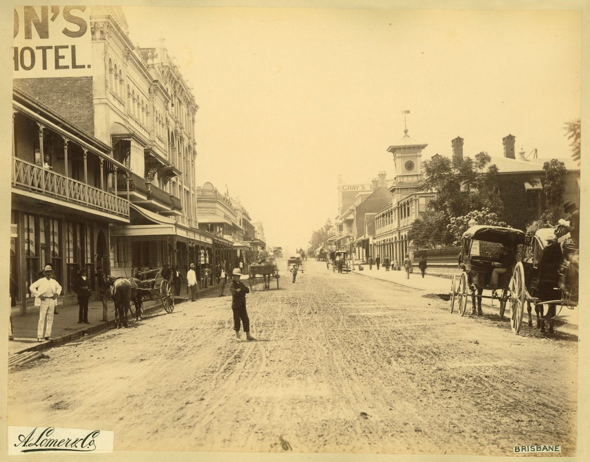Street scene in George Street, Brisbane, 1889, Brisbane City