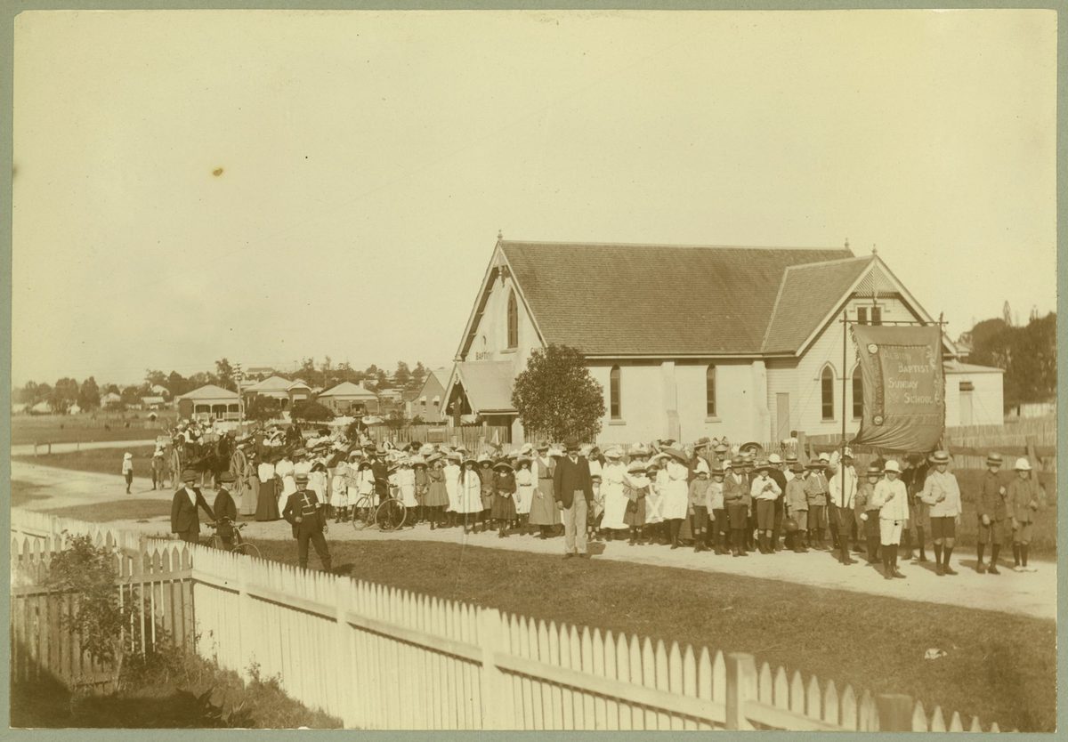Sunday school outing for the Albion Baptist Church, Brisbane (1908)