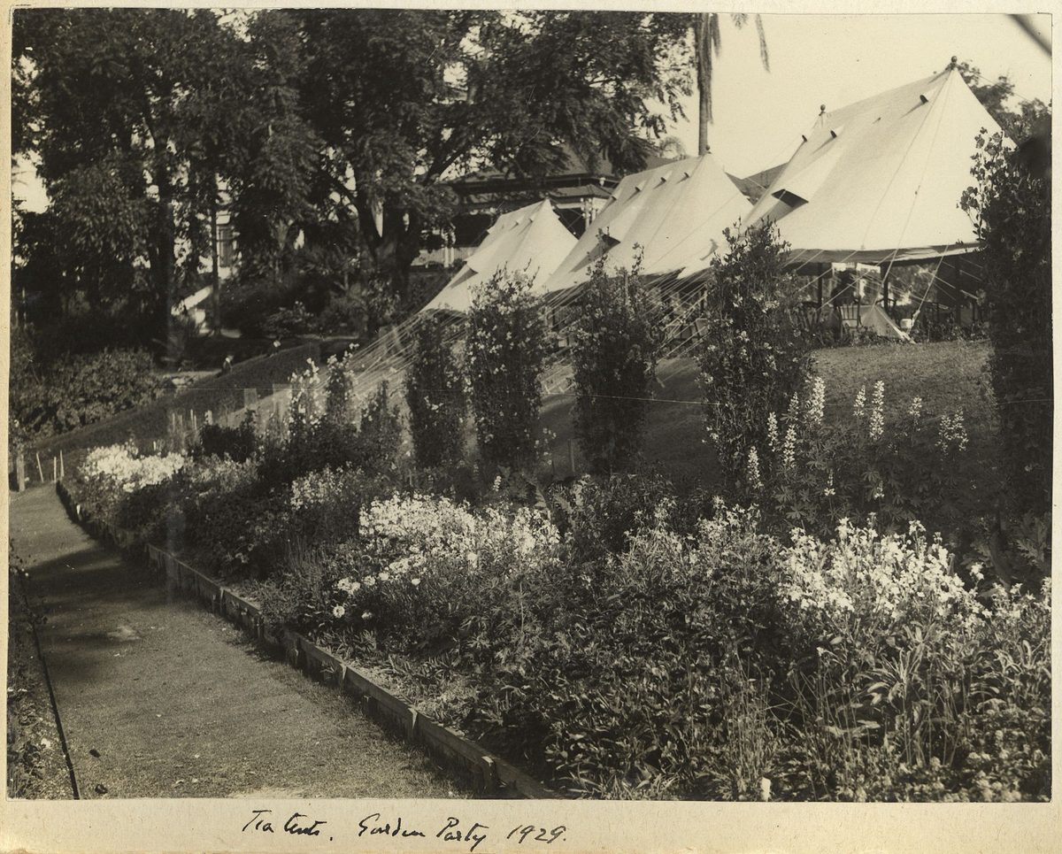 Marquees set out for a garden party at Government House in Brisbane, Bardon (1929)