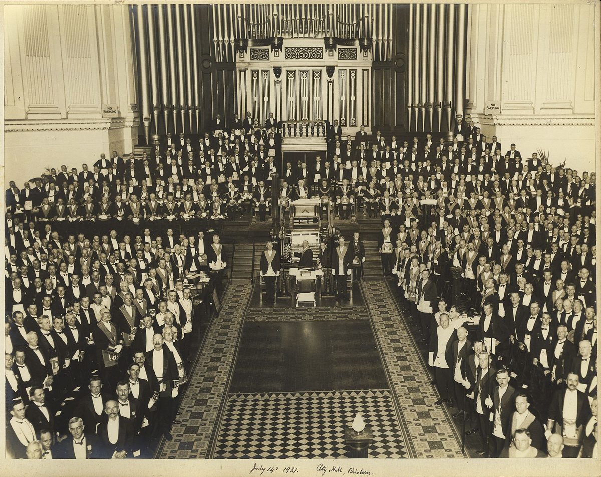View of the organ and main auditorium at Brisbane City Hall (1931)