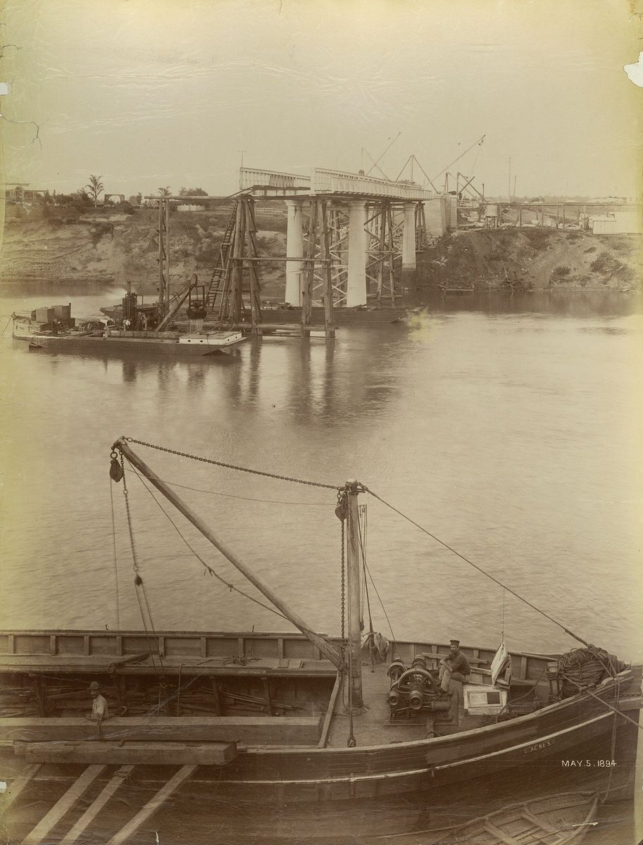 View of the Brisbane River under the Indooroopilly Bridge, May 1894