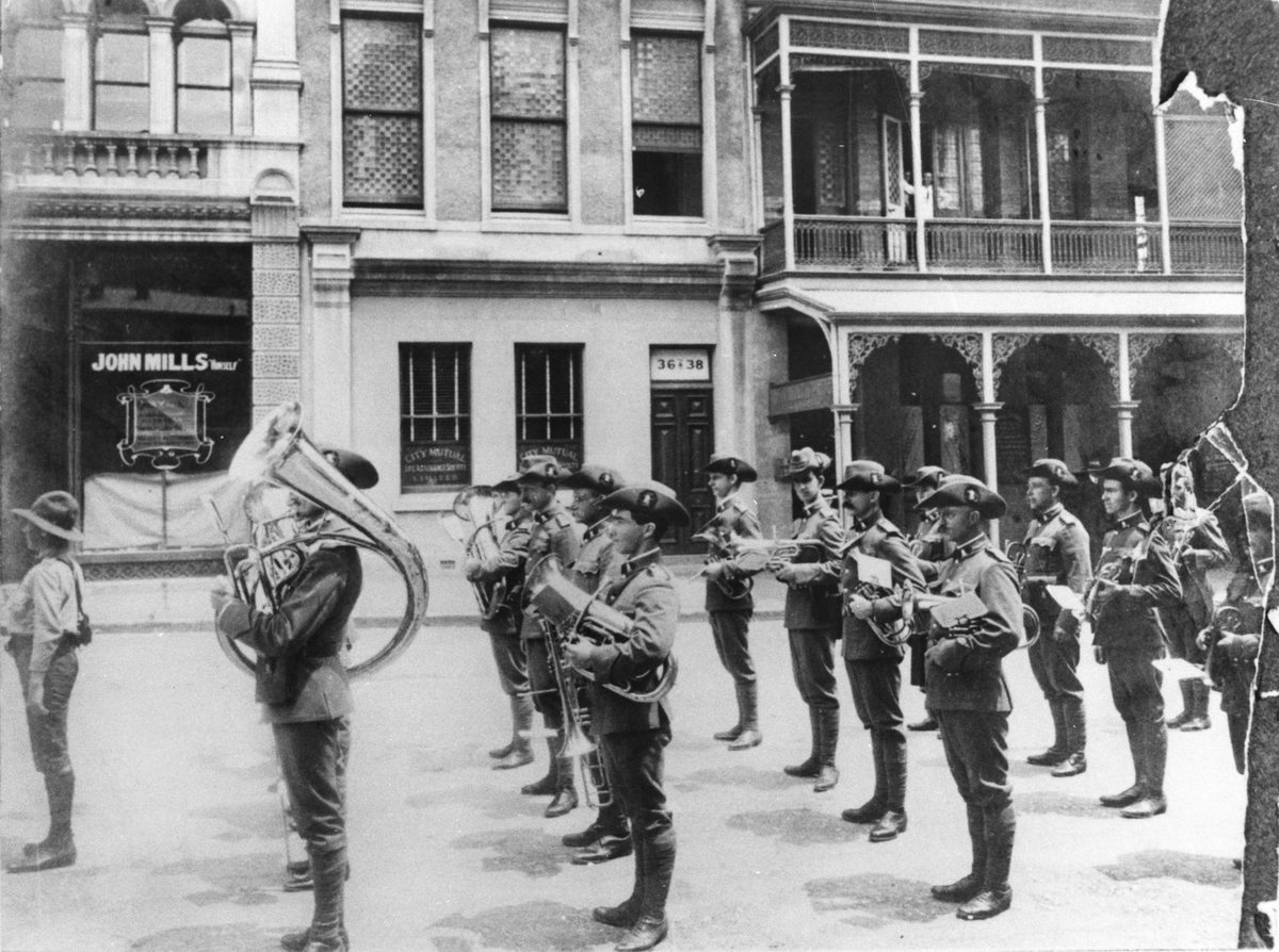 Military brass band, Brisbane, Queensland, 1911