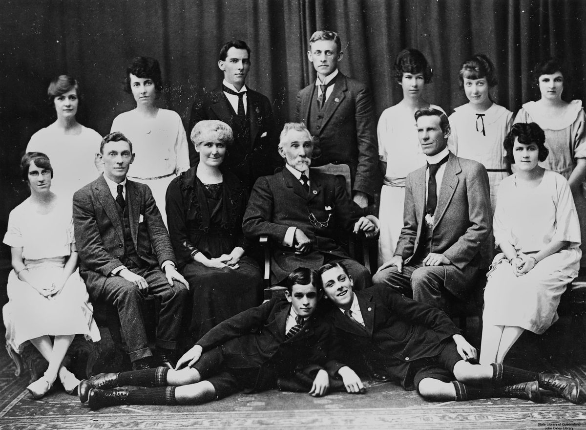 Staff celebrating Thomas Mathewson's birthday party, 1922, Brisbane