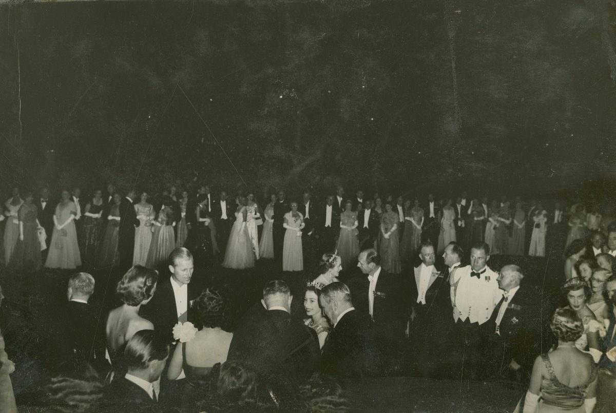 Evening reception at Queensland's Government House for Queen Elizabeth II, Brisbane 1954, Bardon