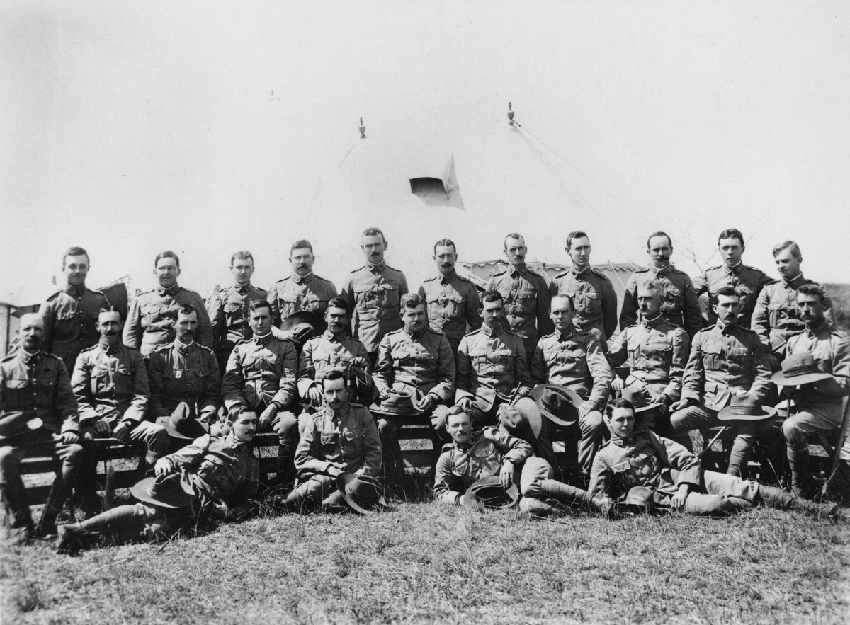 Officers from the Moreton Regiment at Kitchener Camp, Lytton, 1910