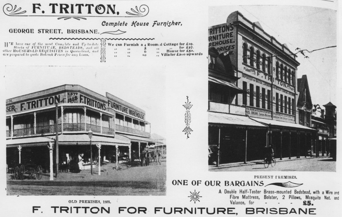 F. Tritton's Furniture Store in Brisbane, 1902, Brisbane City