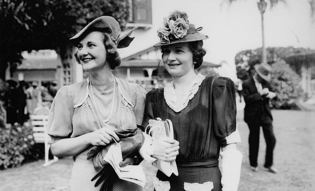 Ladies enjoying the races at Ascot Racetrack, Brisbane, October 1941