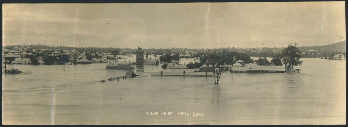 View from North Quay during the floods, Brisbane, 1893, Brisbane City
