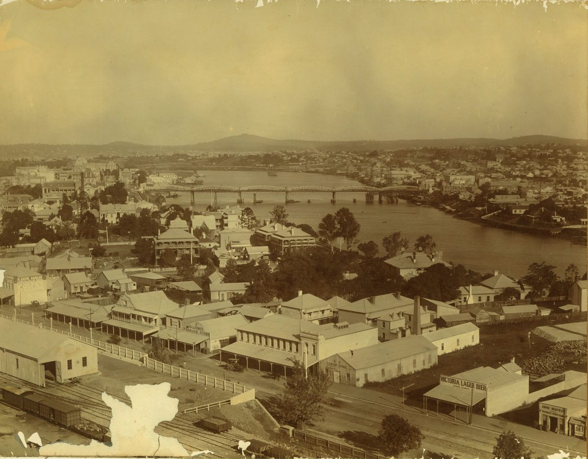 Roma Street between the railway yards and the Brisbane River, 1897, Brisbane City