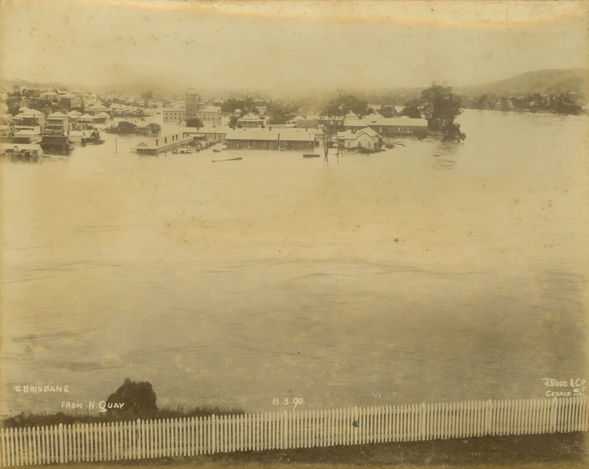 Flooded South Brisbane, 1890