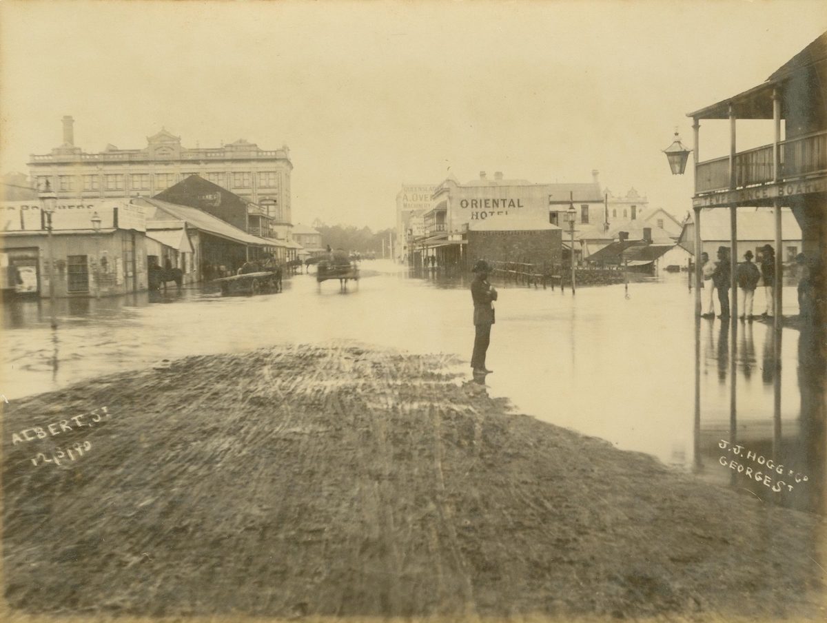 Flooded Albert Street, Brisbane, 1890, Brisbane City