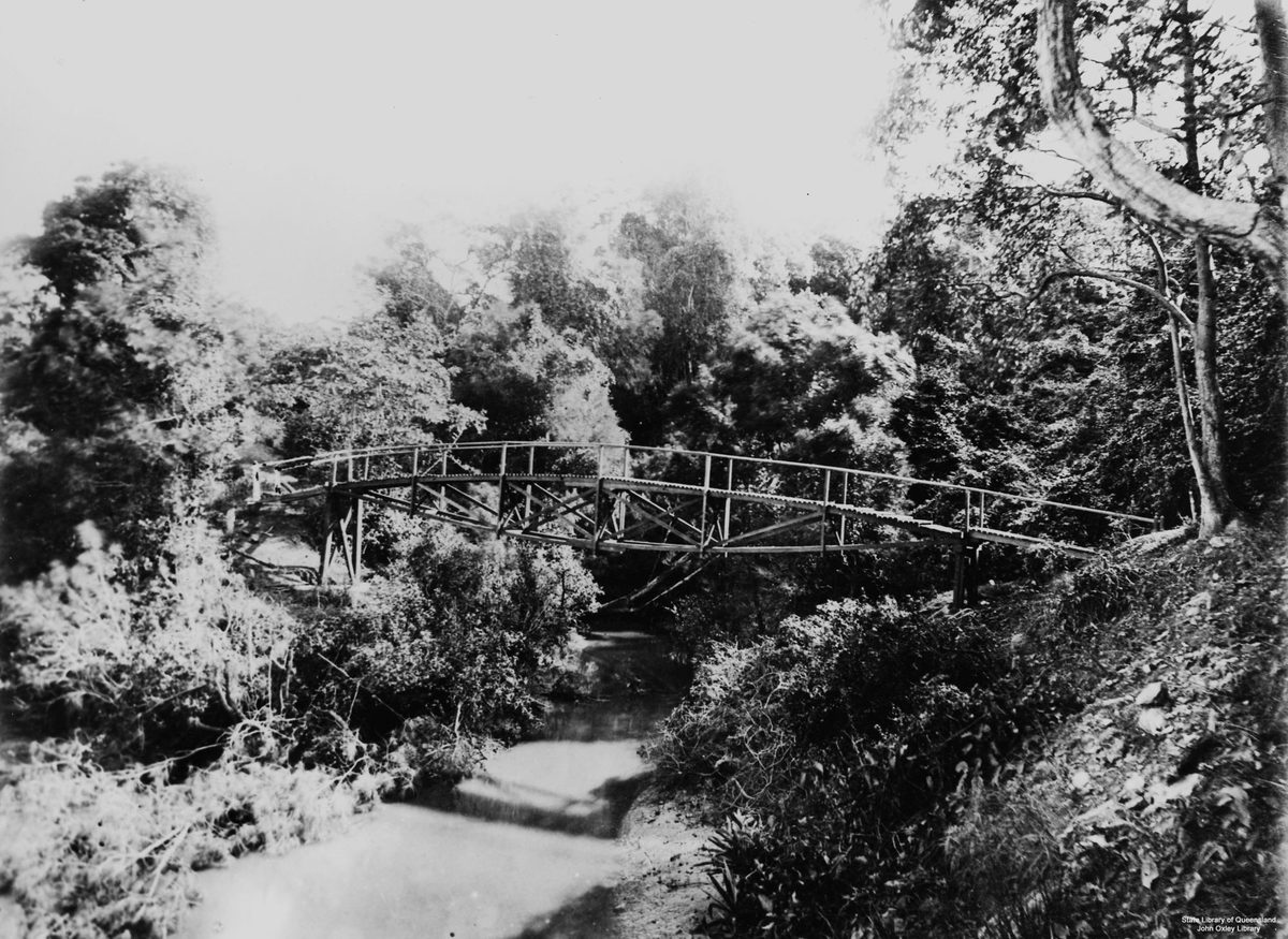 Footbridge over a creek at Indooroopilly, Brisbane, Queensland, 1876