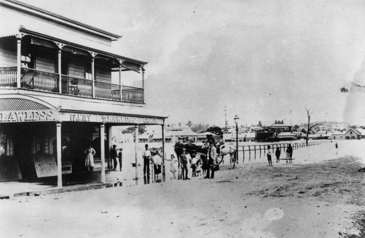 James Street, Fortitude Valley, during the 1893 Brisbane flood