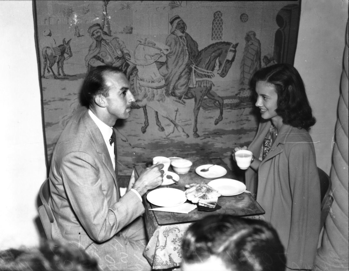 John Ferguson and Lesley King at the Casa Mara Coffee Lounge, Brisbane, 1949