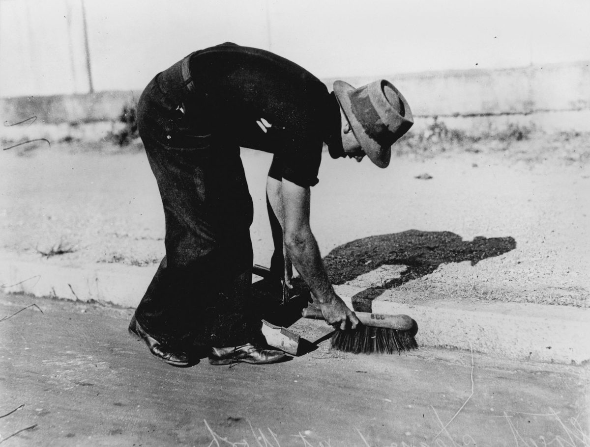 Street cleaner at work, 1934, Brisbane