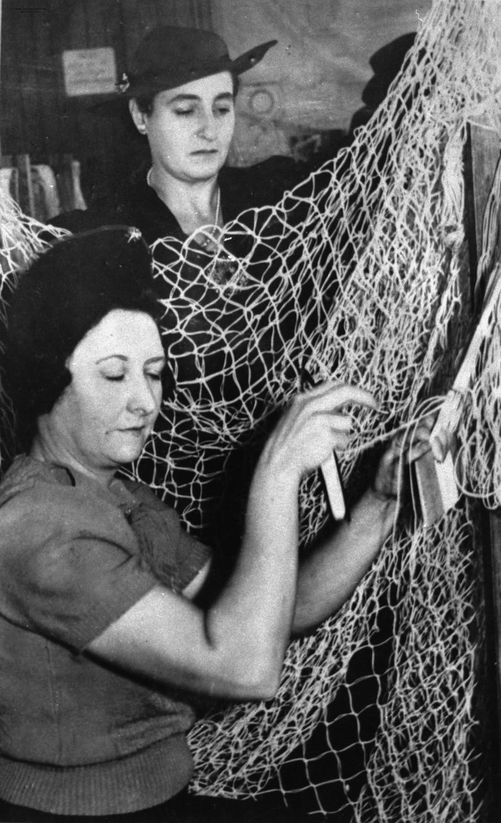 Women making camouflage nets for the war effort, 1941, Brisbane