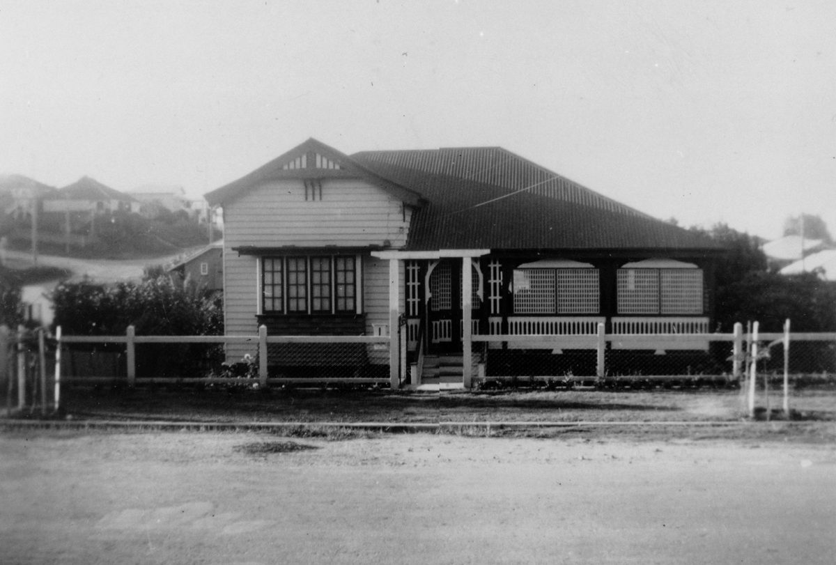 Lattice-enclosed front verandah at a home in Daisy Street, The Grange, 1941