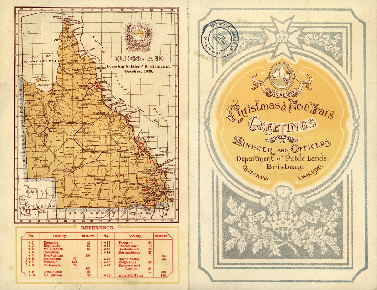 Christmas greetings from the Minister and Officers of the Department of Public Lands, Brisbane, 1920