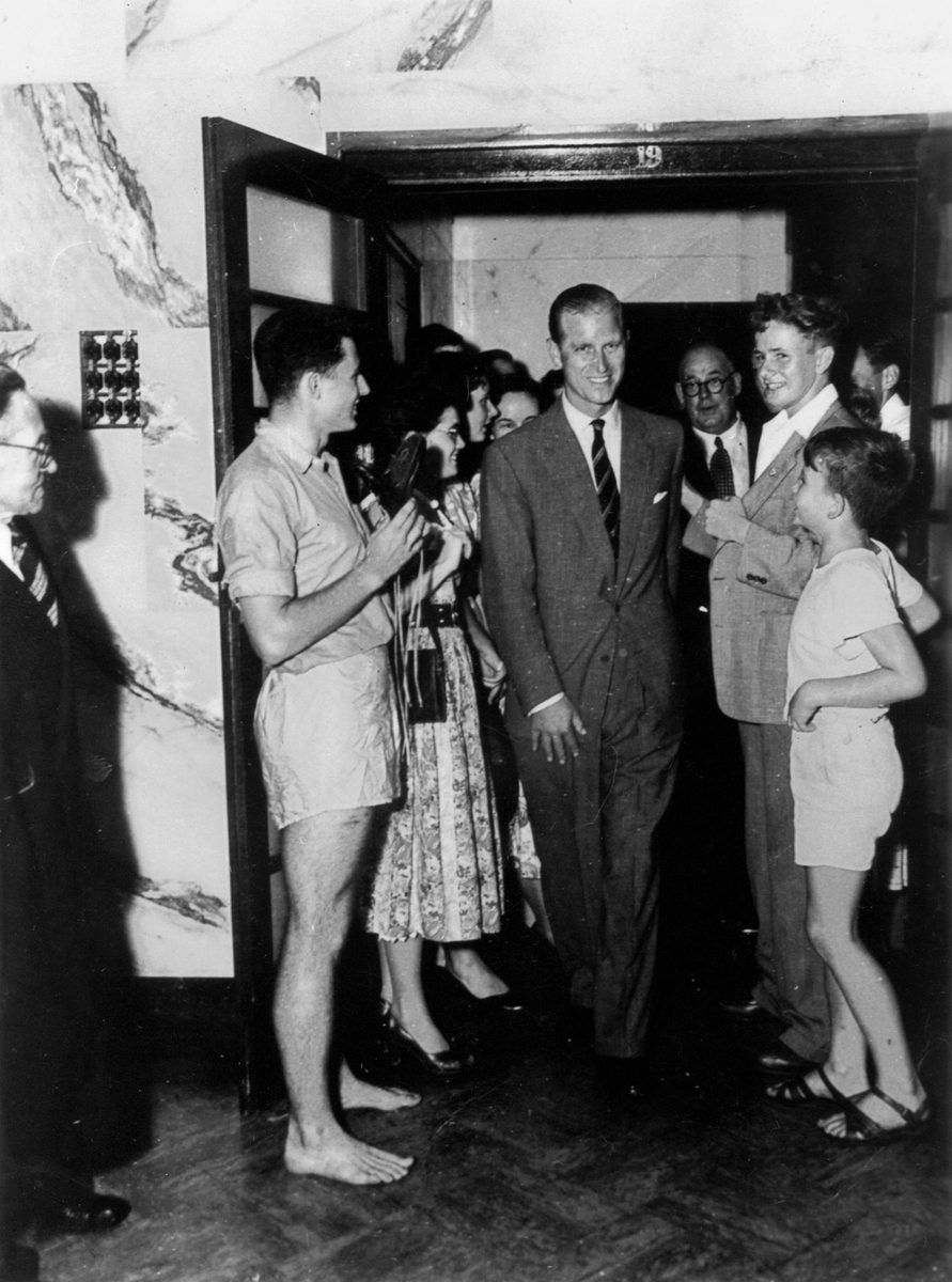 Greeting Prince Philip, Duke of Edinburgh, during the royal visit in 1954, Brisbane