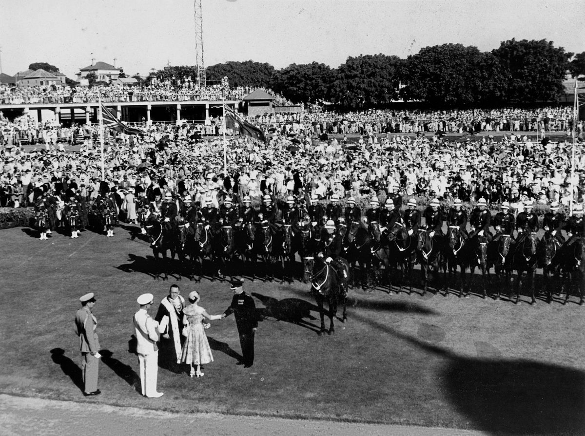 At the tumultuous Civic Welcome at the Exhibition Grounds, Brisbane, March 1954, Bowen Hills