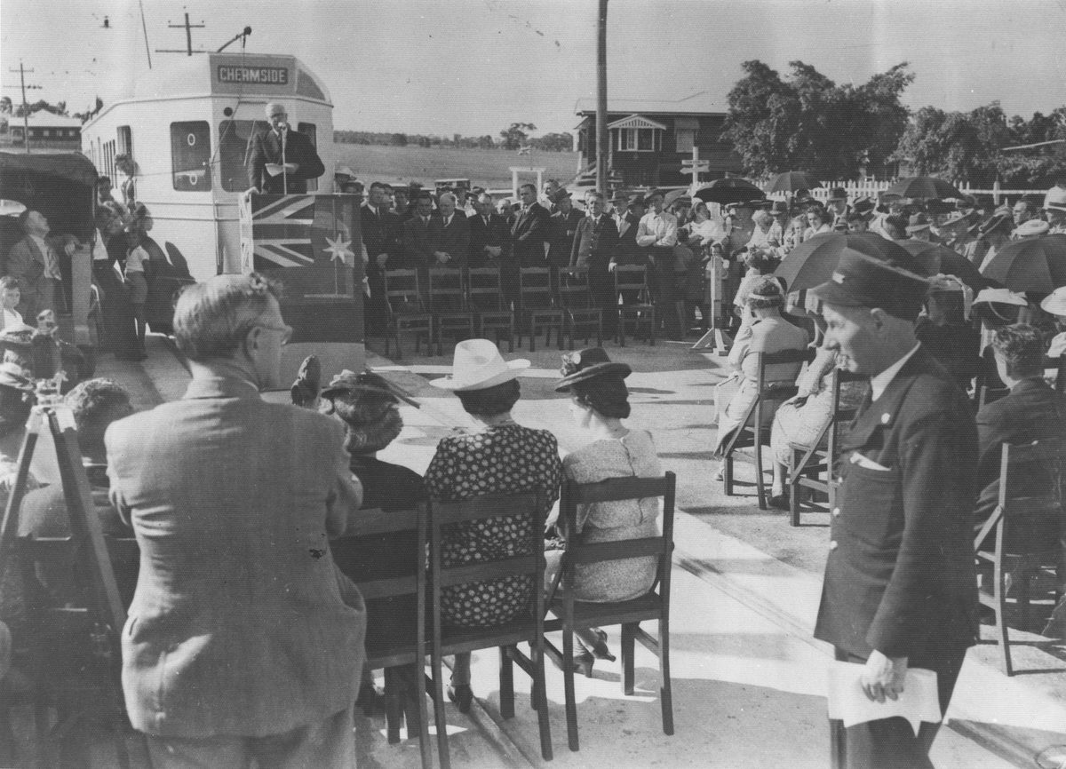 Official opening of the Chermside tram extension, 1947