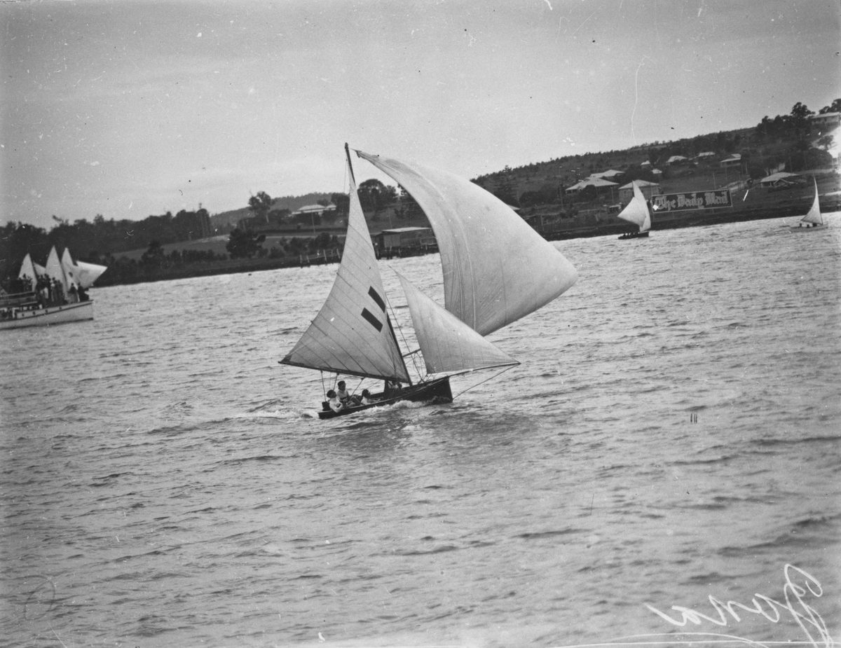 Yacht sailing on the Brisbane River, 1932