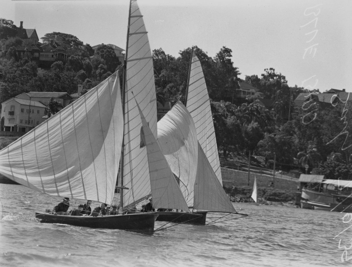 Sailing boat Bluebird on the Brisbane River, 1939