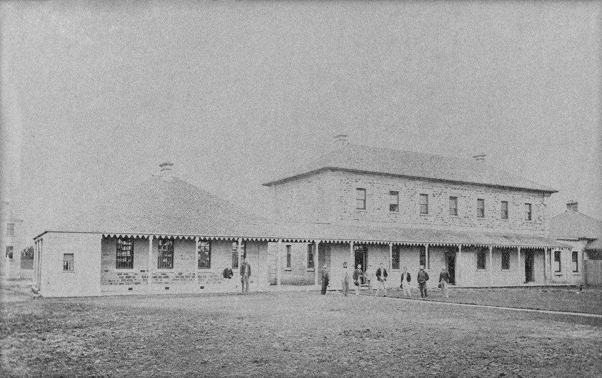 Treasury staff outside the Treasury Building in Brisbane, 1872, Brisbane City