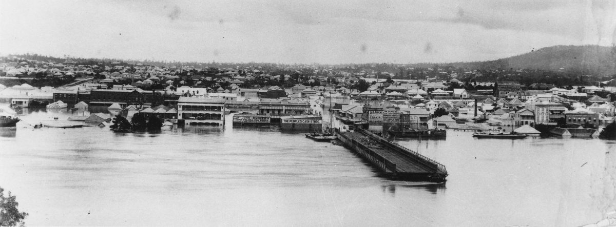 South Brisbane inundated by floodwaters, 1893, Brisbane River