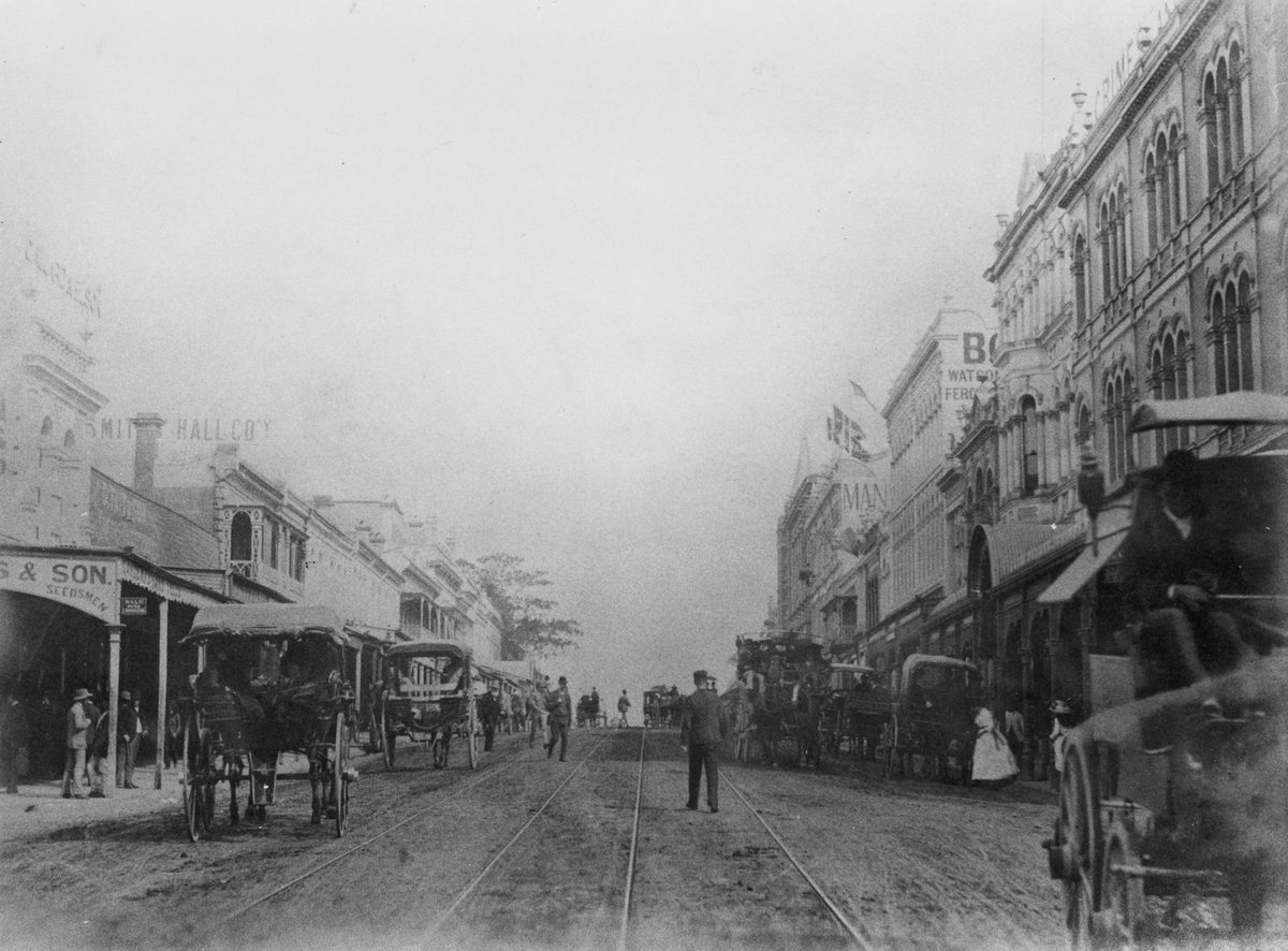 Looking south from the block between George and Albert Streets, Brisbane, 1886