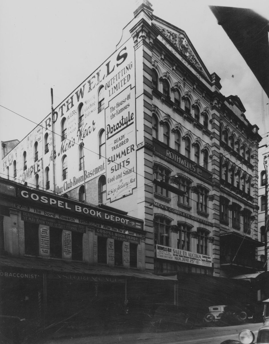 View of stores on Edward Street, Brisbane, 1934, Brisbane City