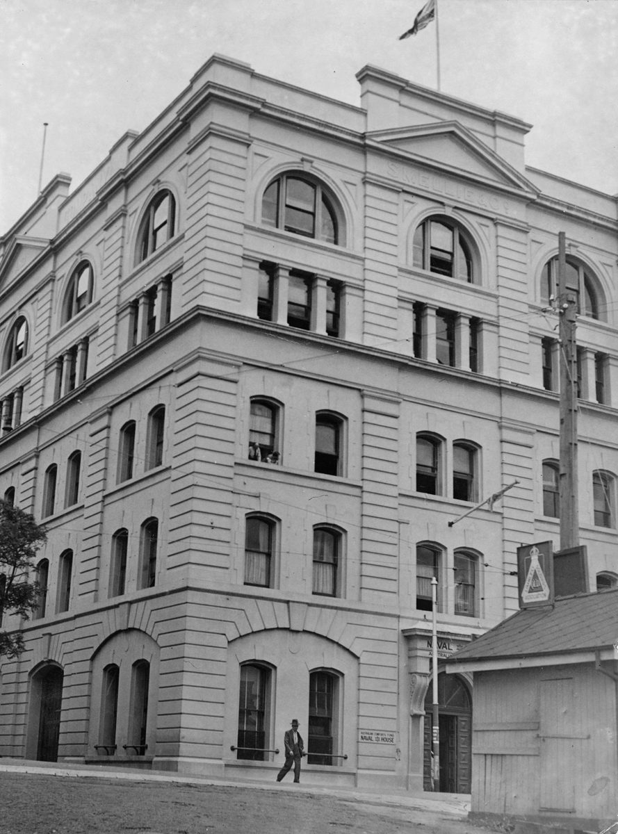 View of the Australian Comforts Fund Naval House on the corner of Edward and Alice Streets, Brisbane, 1945, Brisbane City