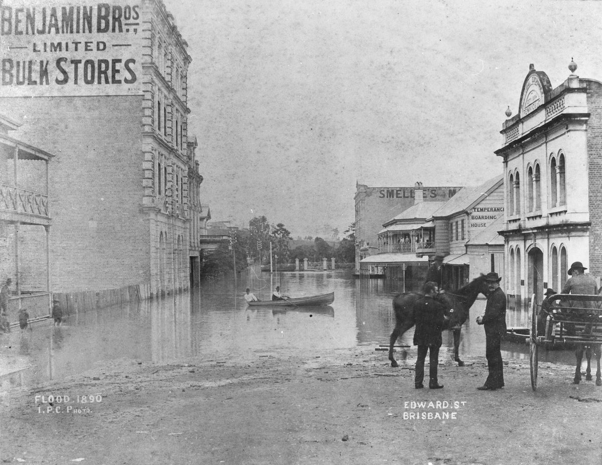 Edward Street, Brisbane, during the March 1890 flood, Brisbane City