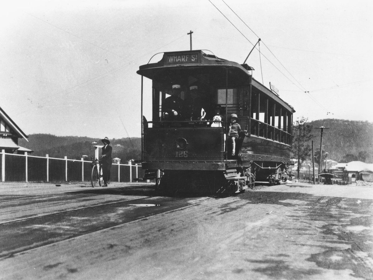 Tram at Waterworks Road terminus, Ashgrove, Brisbane, 1929