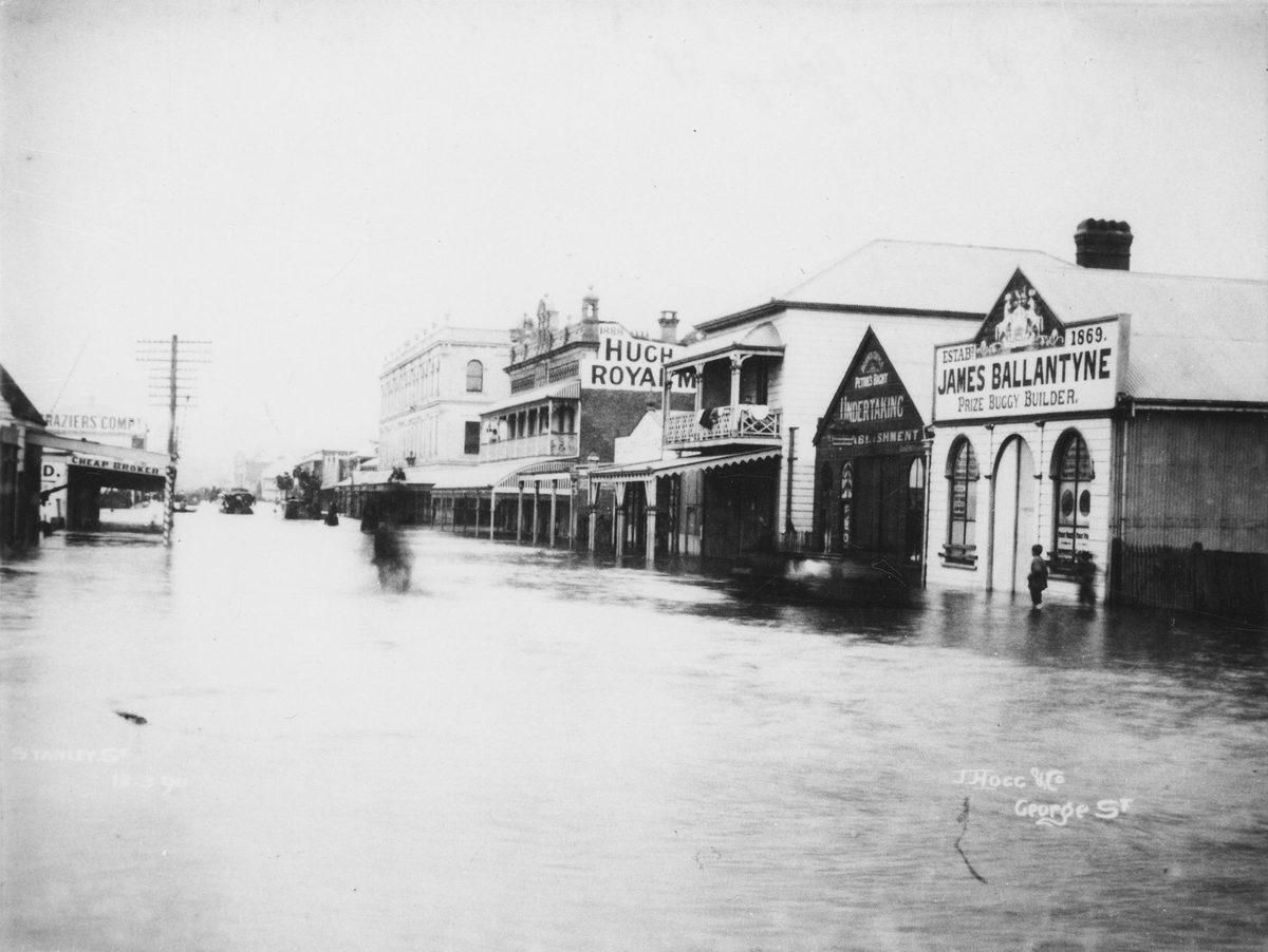 Flooding in Stanley Street, South Brisbane, 1890