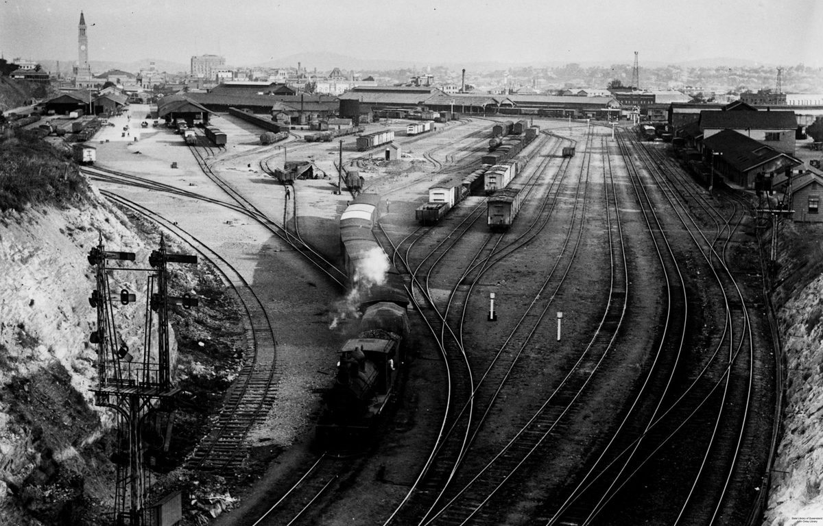 View of the Roma Street Railway Station in Brisbane, 1931, Brisbane City