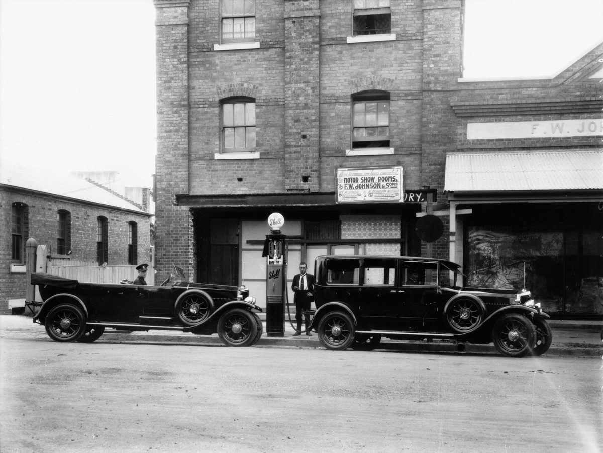 Crossley cars used for the 1927 Royal Visit refuelling in Ipswich, Queensland
